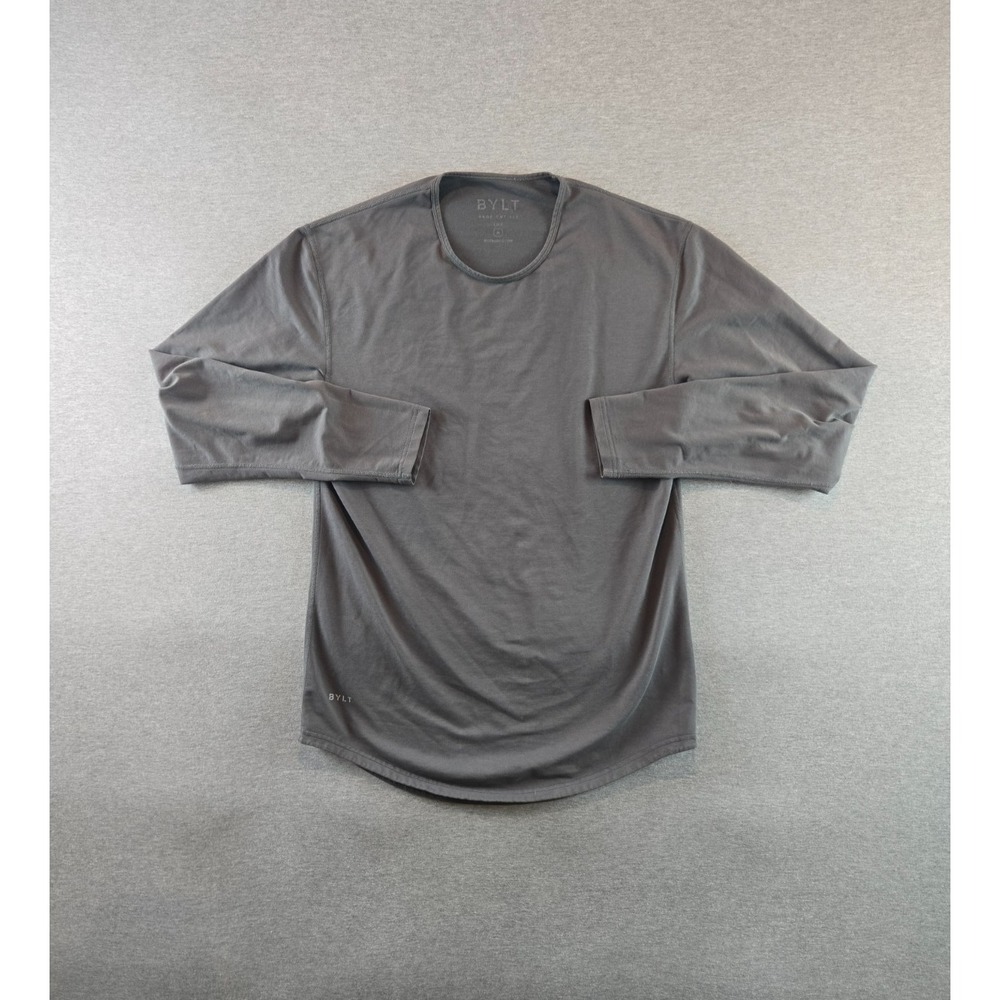 BYLT Drop Cut Lux Shirt Mens Medium Gray Long Sleeve Casual Athleisure‎ Gym